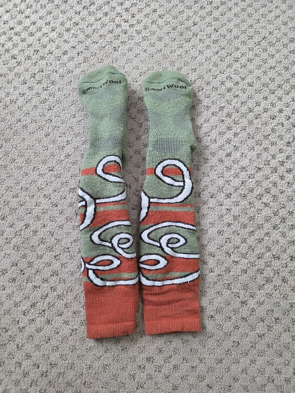 Smartwool Green and Orange Patterned Women's Over The Calf Socks
